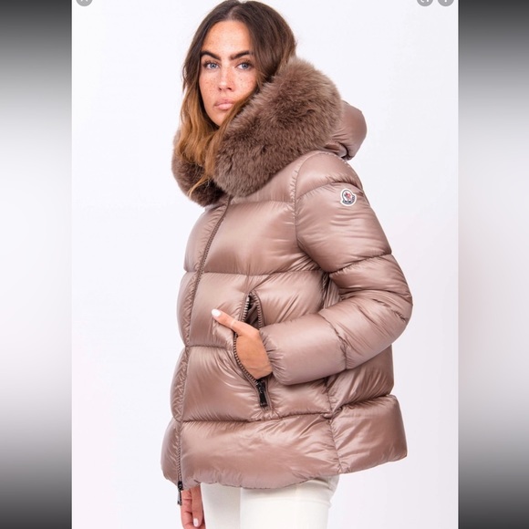 Moncler serifur giubbotto pink coat with detachable fur hood - Picture 10 of 10